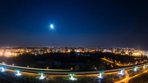 TIMELAPSE: Evening traffic of trains and planes in Moscow Stock Footage 89656016