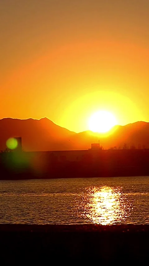 Timelapse evening view sunset sun with multiple beautiful halos in Japan,Verti01 스톡 동영상 347734517