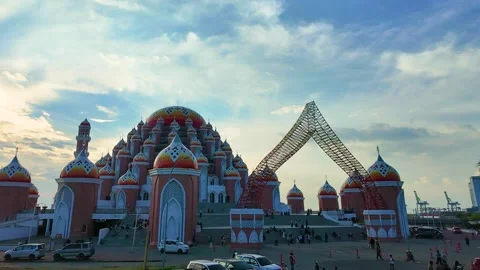 Timelapse of Exploring the 99 Dome Mosque in the Central Point of Indonesia Stock Footage 320234437