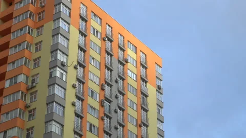 Timelapse facade of the building of the high-rise building the bottom view Stock Footage 107094789