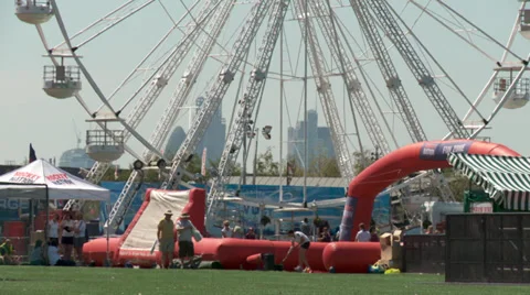 Timelapse of a fair at the Olympic Stadium. Stock Footage 33297933