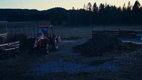 Timelapse Farm Work with Red Tractor - Norway 스톡 동영상 344954904