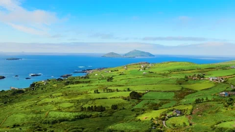 Timelapse of Farraniaragh Viewpoint Over Atlantic Islands and Green Fields Stock Footage 337639429