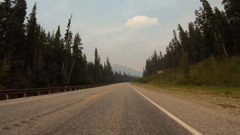 Timelapse Fast Driving North Cascades National Park Road During Forest Fire.. Stock Footage 345277512