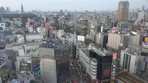 Timelapse Fast motion of Aerial view of Tokyo by day, Japan Stock Footage 12031485