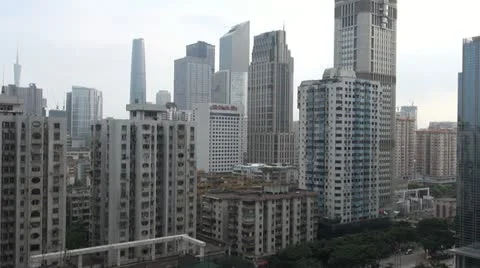 Timelapse Fast motion of Aerial view of Guangzhou, China Stock Footage 12352403
