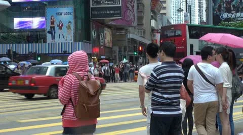 Timelapse Fast motion of Busy streets in Hong Kong by day, China Stock Footage