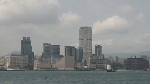 Timelapse Fast motion of Kowloon Peninsula, Victoria Harbour, Hong Kong, China Stock Footage 12360548