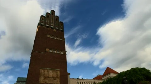 Timelapse - Fast moving clouds over the Hochzeitsturm Видео 64746051
