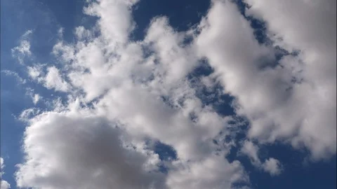 Timelapse Fast Moving White Clouds On Summers Day With Blue Sky Video stock 93195967