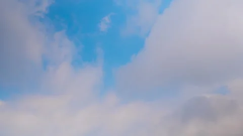 Timelapse - fast moving white clouds in the blue sky - cloudscape Stock Footage 340446424