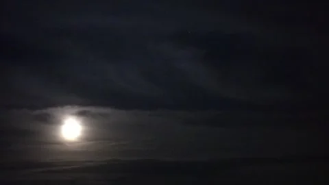 Timelapse Fast Night Sky With Clouds Lit Up By Moon Light Stock Footage 247569068