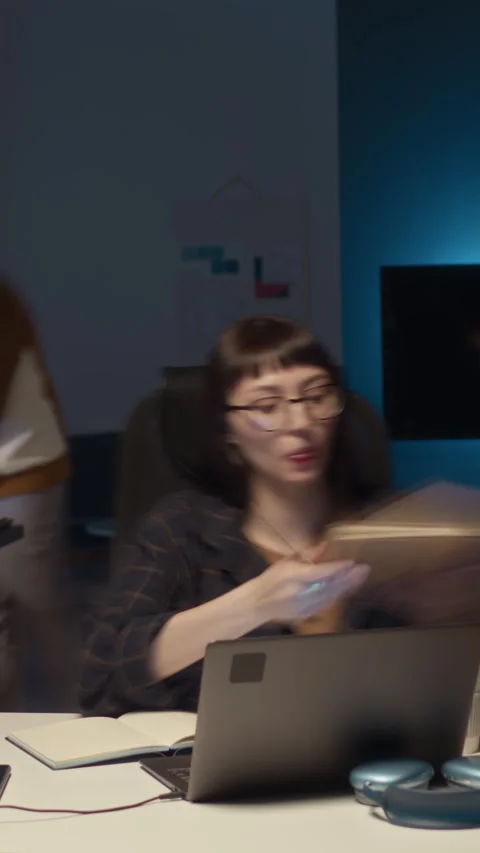 Timelapse of Female Database Administrator Working in Office at Night Stock Footage 282240184