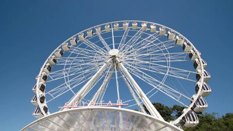 Timelapse of ferris wheel with blue sky on sunny day, San Francisco,California Stock Footage 221544900