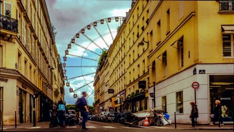 Timelapse of ferris wheel in Paris Stock Footage