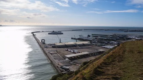 Timelapse of Ferry's crossing the English Channel at Dover Stock Footage 123723375