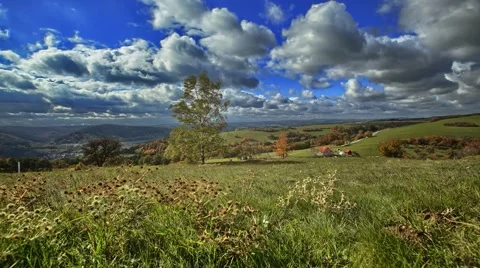 Timelapse with fields and cloudy sky Video stock 67863075