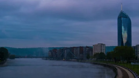 Timelapse of the Financial Tower in Liege Stock Footage