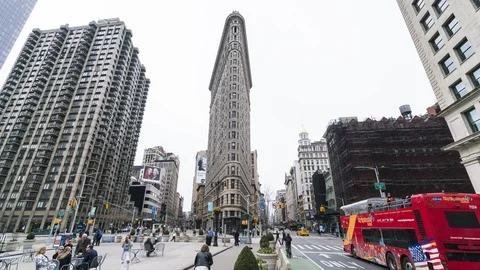 Timelapse at the flat iron in NYC Stock Footage 88037666