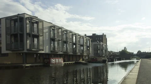 Timelapse of flats next to the Edinburgh Union Canal Stock Footage 41533518