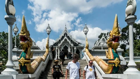 Timelapse of the floating clouds above the famous temple in Krabi, Thailand Stock-Footage 105451682