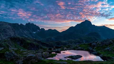 Timelapse of Floating Clouds Above Norway Islands and Mountains. Stock Footage 95459329