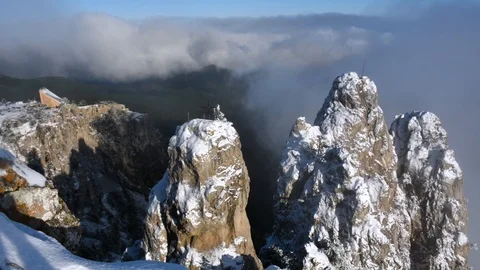 Timelapse floating clouds on mount AI-Petri Crimea and Brocken Ghost Stock Footage 124641577