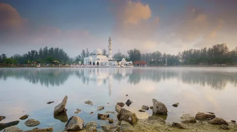 Timelapse Floating Mosque in Terengganu Stock Footage 61708680