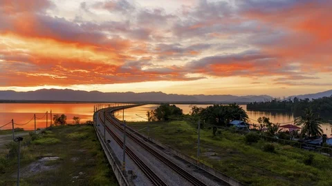 Timelapse Of Floating Railway,Malaysia. Stock Footage 108442619