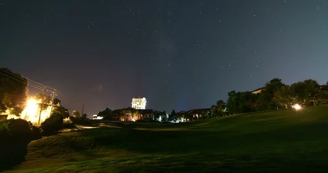Timelapse of Florida Night Sky Over a Resort Golf Course Stock Footage 96368975