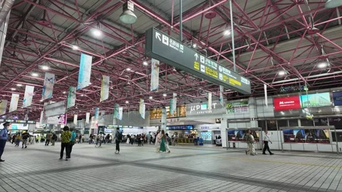 Timelapse of the flow of crowds of people inside Kanayama Station (金山駅) Vídeo Stock 297641612