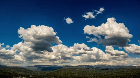 Timelapse of Fluffy White Clouds against Intense Blue Sky Stock Footage 278281119