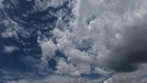 Timelapse of fluffy white clouds in the blue sky Stock Footage 307411134