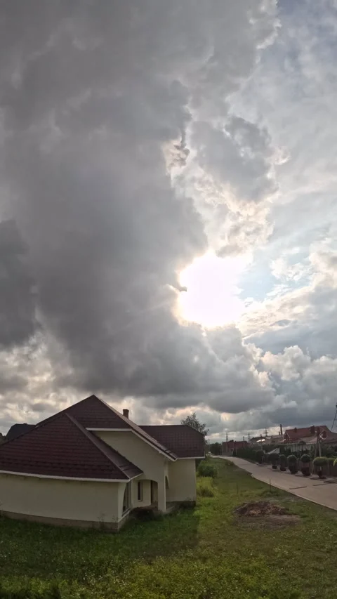 Timelapse of fluffy white clouds. Video of clouds flying across the blue sky Stock Footage 284177514