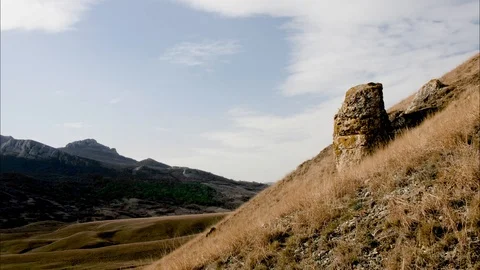 Timelapse flying white clouds against blue sky Video stock 105680802