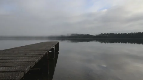 Timelapse of fog by lake Stock Footage 44211136