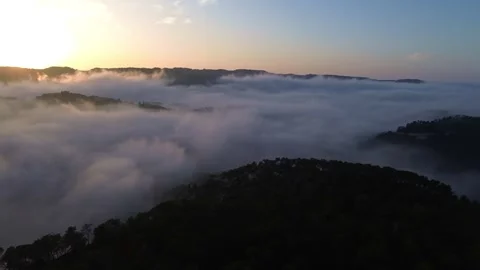 Timelapse of Fog Like Waves of the Ocean During Sunset 4k Drone Stock Footage 294315456