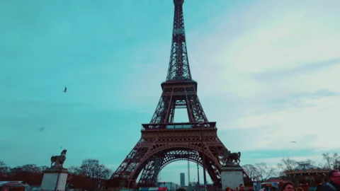 Timelapse footage of the Eiffel Tower in Paris, showing the iconic landmark Stock Footage 336195035
