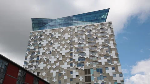 Timelapse footage of the facade of "The Cube" Stock Footage 134475327