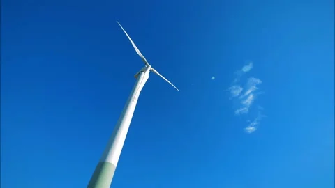 Timelapse footage of a functioning wind turbine and moving clouds. Clean, eco Video stock 97988766