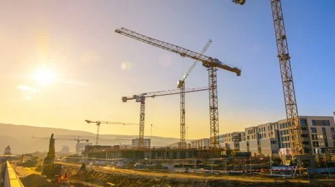 Timelapse footage of a large construction site Stock Footage 65210932
