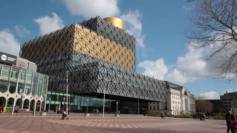 Timelapse footage of the 'Library of Birmingham' designed by 'Meccanoo' Stock Footage 134471907