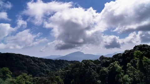 Timelapse footage mountain landscape clouds moving in the blue sky background Stock Footage 121497579