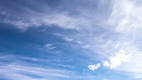Timelapse footage of moving clouds in the blue sky Stock Footage 256068976