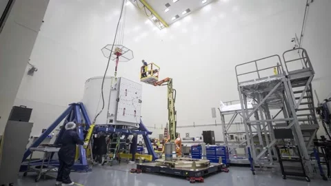 Timelapse footage of SpaceX CRS-18 IDA-3 Installation into SpaceX Dragon Trunk Stock Footage 289728834