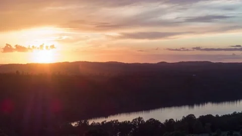 Timelapse footage of the sunset over the forest Stock Footage 136436127