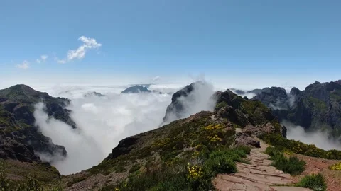 Timelapse of footpath "Pico do Arieiro" in Madeira island, Portugal Stock Footage 131537415