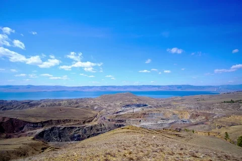 Timelapse, in the foreground of a strange mountain view Stock Footage 81893347