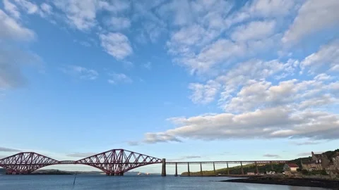Timelapse of Forth Bridge in Edinburgh Stock Footage 303134206