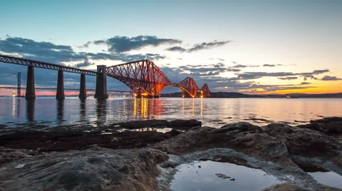 Timelapse of the Forth Road Rail Bridge Stock Footage 40075517